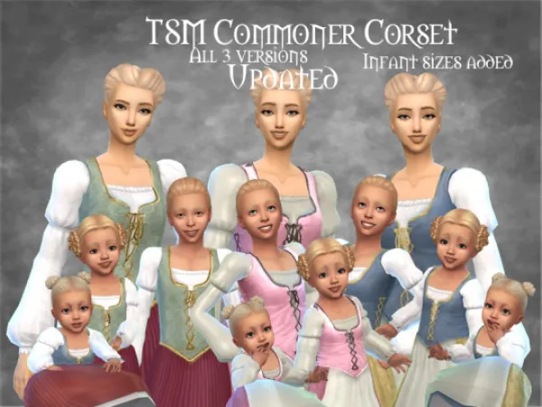 Mix TSM Commoner Corset Dress all 3 versions updated - The Sims 4 Custom Content