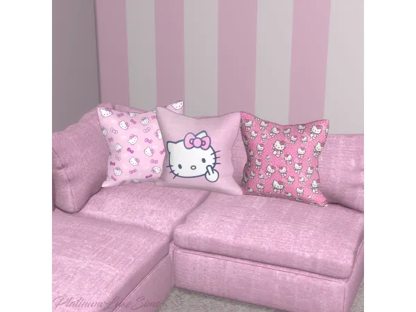 Alpha HK Pattern Pillows by Platinumluxesims - The Sims 4 Custom Content
