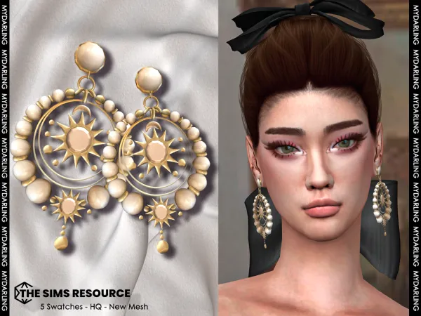 Alpha gold sun earring NA007 - The Sims 4 Custom Content