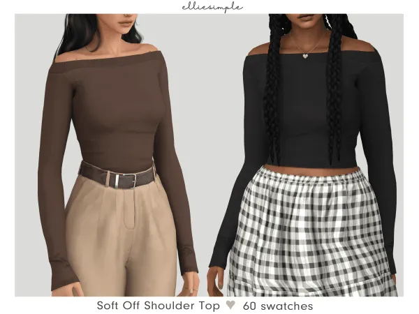 Alpha elliesimple soft off shoulder top - The Sims 4 Custom Content