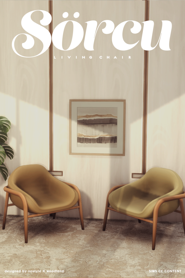 Maxis Match [N O S T Y L E X W O O D L A N D] Sörcu Living Chair by simsfinds - The Sims 4 Custom Content