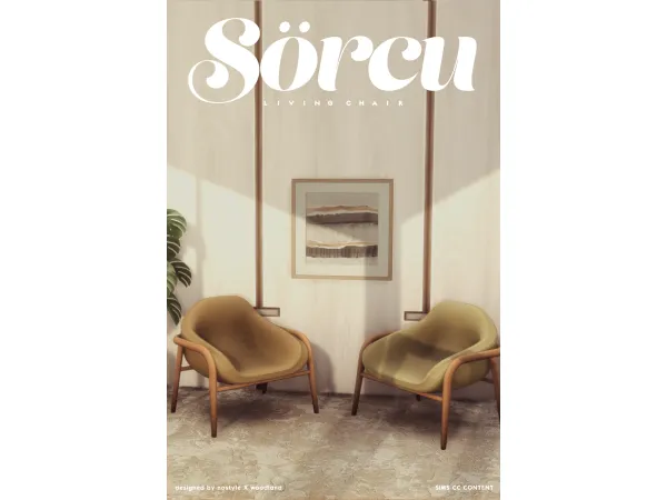 Maxis Match [N O S T Y L E X W O O D L A N D] Sörcu Living Chair - The Sims 4 Custom Content