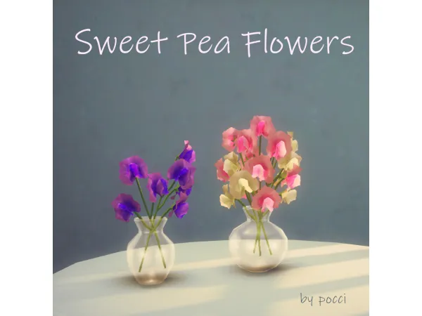 Mix Sweet Pea Flowers in Glass Vase - The Sims 4 Custom Content