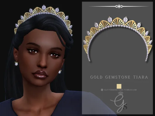 Mix Gold Gemstone Tiara by GlitterberryFly - The Sims 4 Custom Content