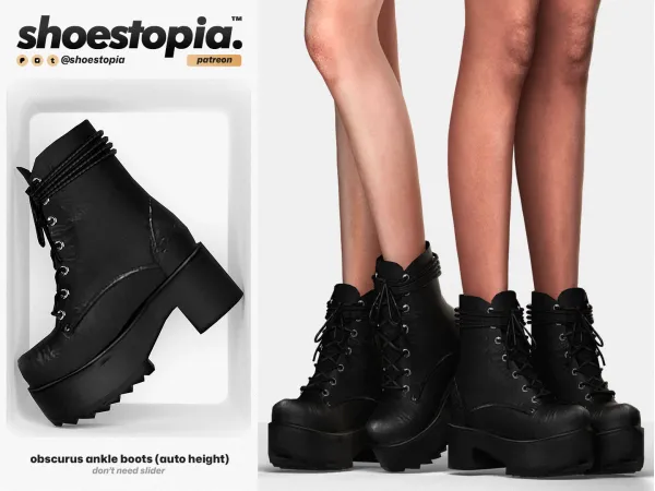 Alpha Obscurus Ankle Boots by shoestopia - The Sims 4 Custom Content