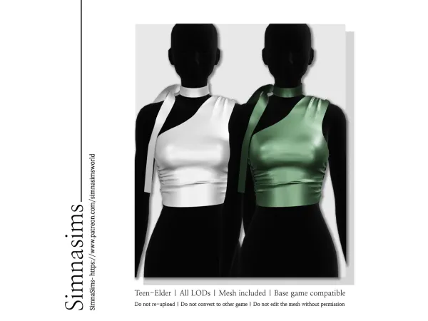 Alpha Melanie silk top by simnasimsworld - The Sims 4 Custom Content