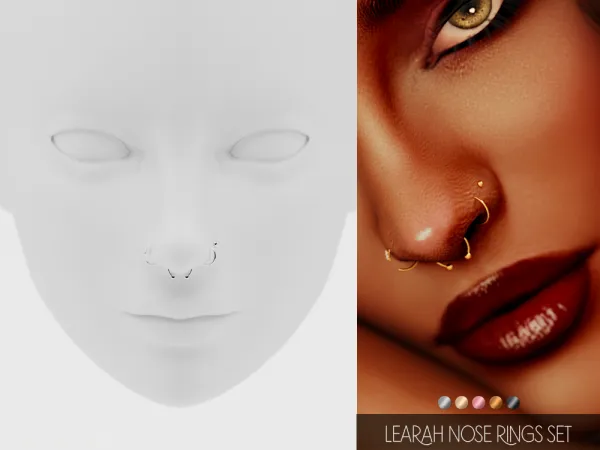 Mix Learah nose rings set - The Sims 4 Custom Content