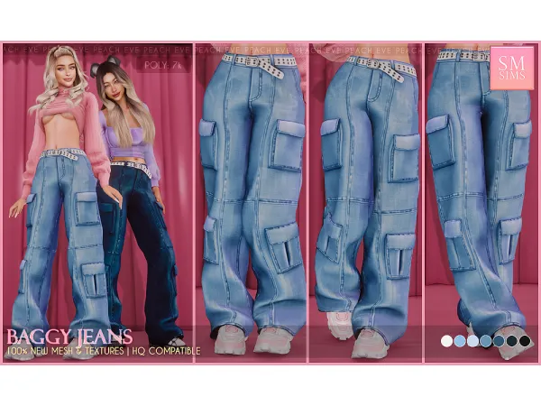Alpha PEACH Baggy Jeans by SMSims - The Sims 4 Custom Content