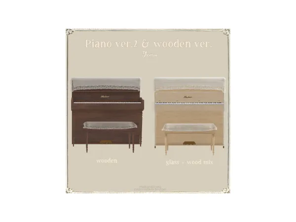 Alpha Piano ver2 and Wooden version - The Sims 4 Custom Content