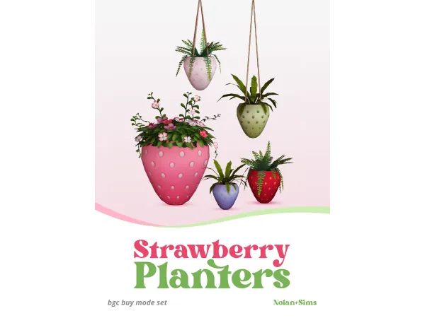 Maxis Match Strawberry Planters V2 by nolansims - The Sims 4 Custom Content