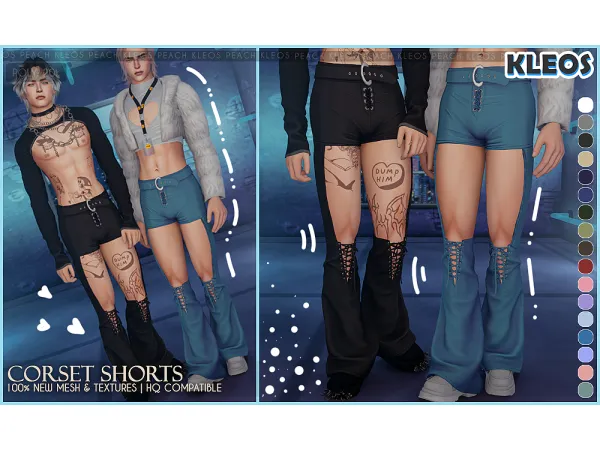 Alpha PEACH Corset Shorts UPDATED by kleossims - The Sims 4 Custom Content