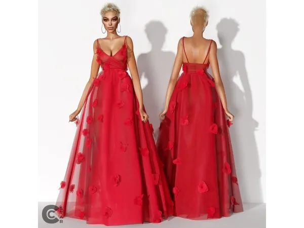 Alpha Florence Pugh'sTulle Gown from Golden Globes 2024 cool_content_star - The Sims 4 Custom Content
