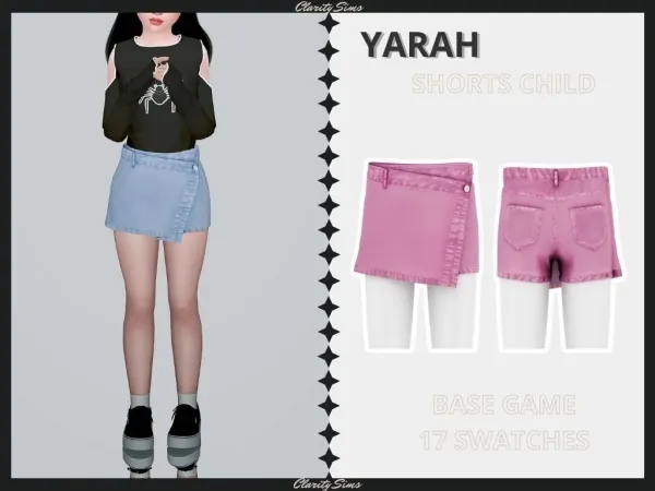 Alpha Yarah Shorts Child - The Sims 4 Custom Content