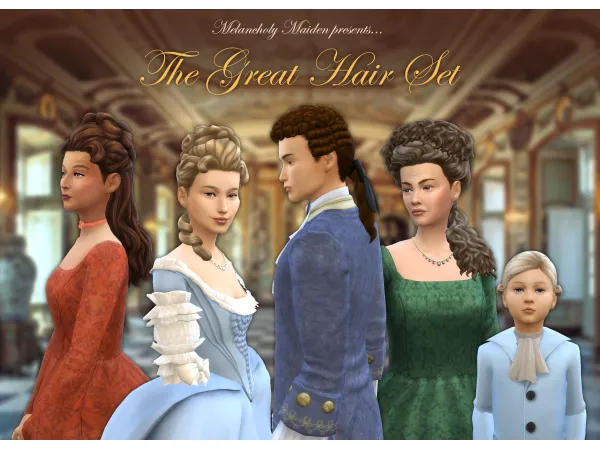 Maxis Match The Great Hair Set by melancholymaiden - The Sims 4 Custom Content