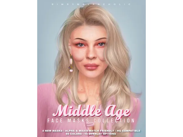 Alpha MIDDLE AGE FACE MASKS COLLECTION by sims3melancholic - The Sims 4 Custom Content