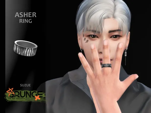 Alpha Grunge Asher Ring - The Sims 4 Custom Content