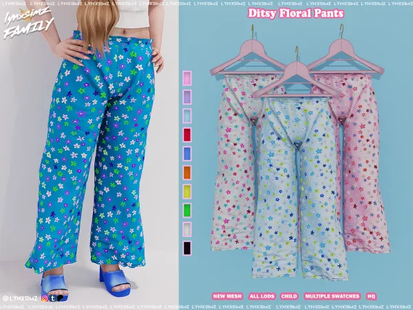 Alpha Ditsy Pants Child by lynxsimzfamily - The Sims 4 Custom Content