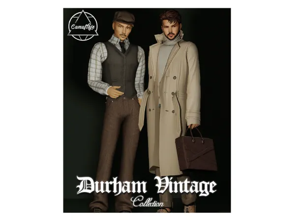 Alpha Durham Vintage Male Collection (Coat Set Shirt Vest Pants) by camuflaje - The Sims 4 Custom Content