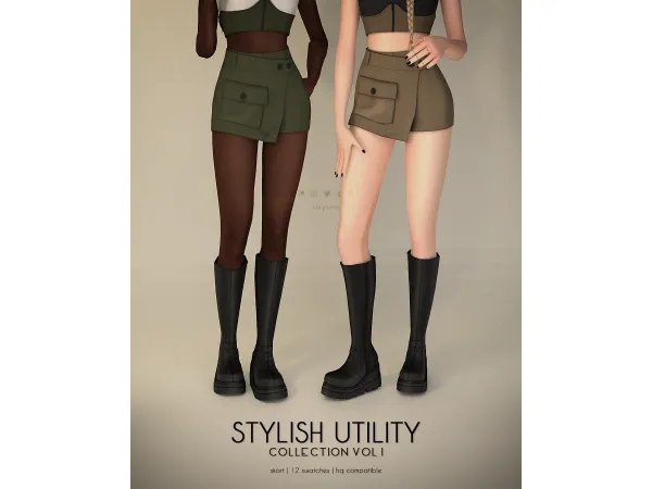 Alpha Skort Stylish Utility Collection - The Sims 4 Custom Content