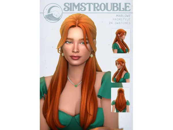 Maxis Match Marlowe Hairstyle (6 Versions) by simstrouble by simstrouble - The Sims 4 Custom Content