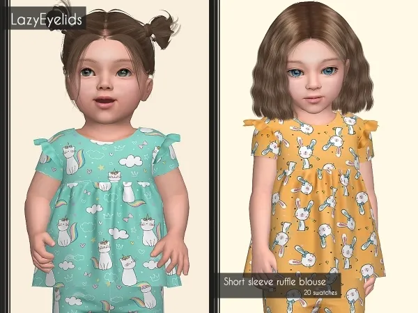 Alpha Short sleeve ruffle blouse - The Sims 4 Custom Content