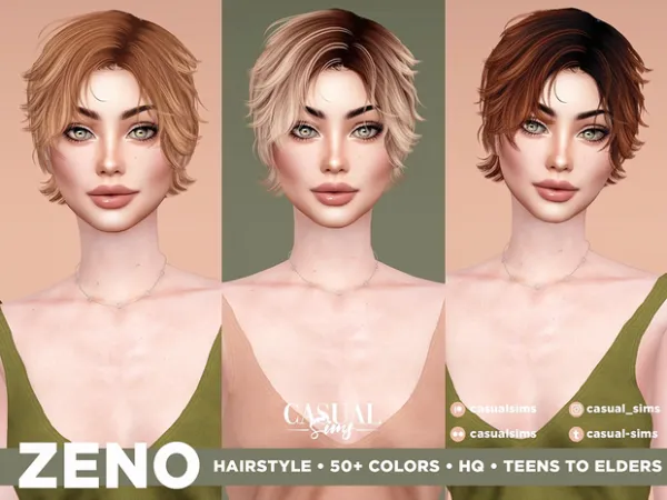 Alpha ZENO hair by casualsims - The Sims 4 Custom Content