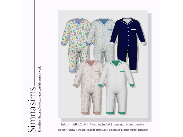 Mix Infant pajama onesie by simnasimsworld - The Sims 4 Custom Content