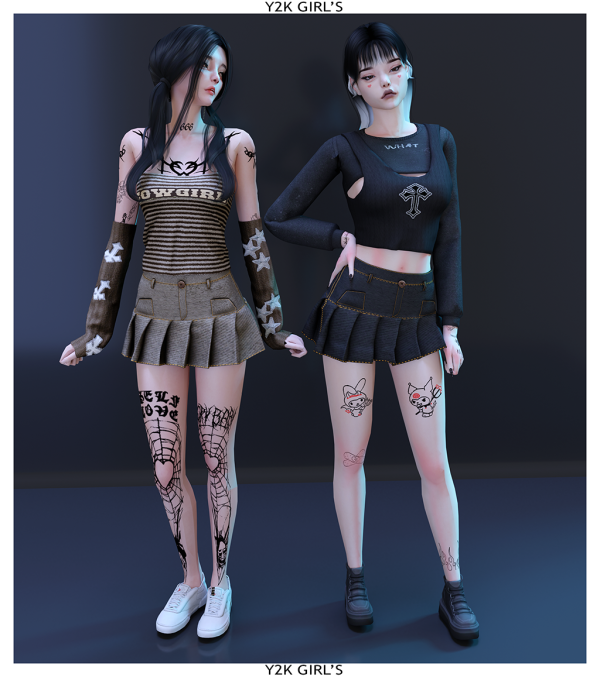 Alpha MINI SET Y2K GIRL'S by whimp - The Sims 4 Custom Content