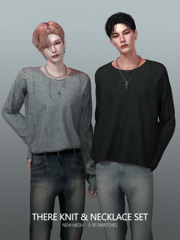 Alpha There Knit Necklace Set by simsfinds - The Sims 4 Custom Content