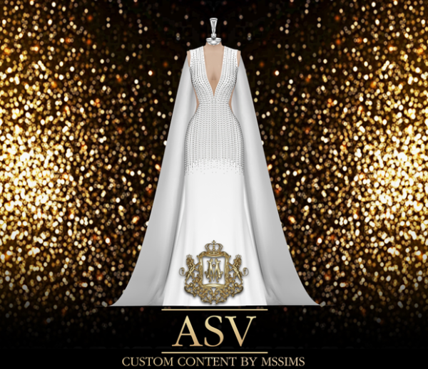 Alpha ASV CAPE GOWN by simsfinds - The Sims 4 Custom Content