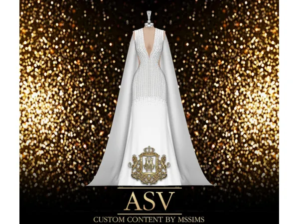 Alpha ASV CAPE GOWN by Mssims4 - The Sims 4 Custom Content