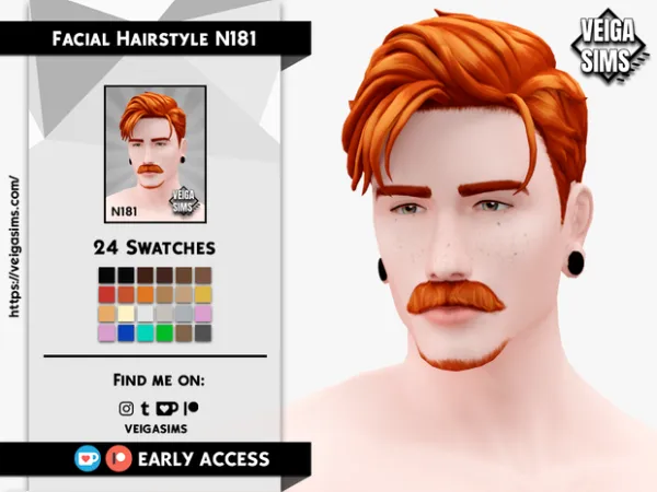 Maxis Match Facial Hair Style N181 by veigasims - The Sims 4 Custom Content