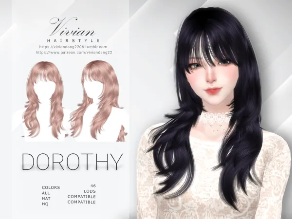 Alpha DOROTHY HAIRSTYLE by viviandang2206 - The Sims 4 Custom Content