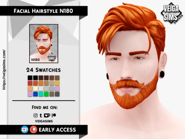 Maxis Match Facial Hair Style N180 by veigasims - The Sims 4 Custom Content