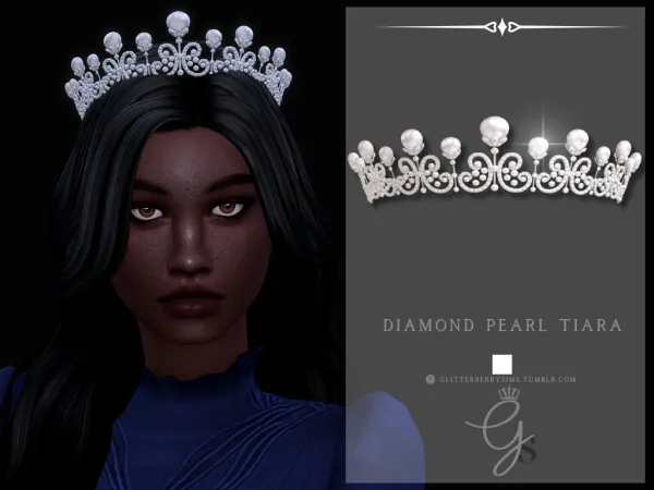Mix Diamond Pearl Tiara by GlitterberryFly - The Sims 4 Custom Content