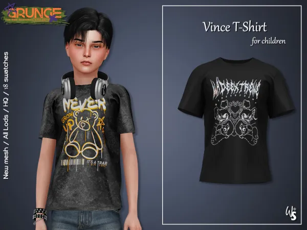 Alpha GRUNGE COLLECTION VINCE SET for Children - The Sims 4 Custom Content