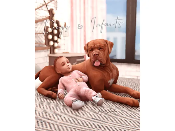 Mix DogsInfants 7 poses of a dog and infant - The Sims 4 Custom Content