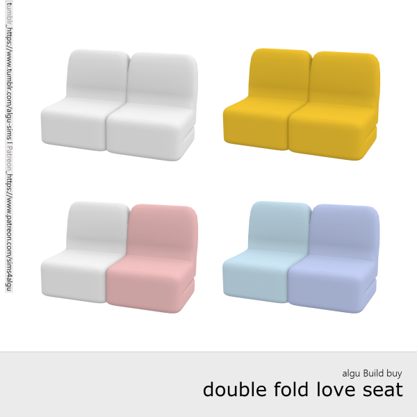 Alpha [algu] double fold love seat by simsfinds - The Sims 4 Custom Content