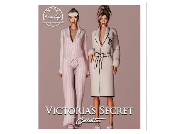 Alpha Victoria's Secret Sleepwear Collection (Pajama Set Robe) by camuflaje - The Sims 4 Custom Content