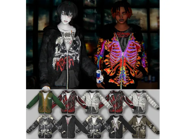 Alpha Old Oversize Hoodie for boys by atomiclight - The Sims 4 Custom Content