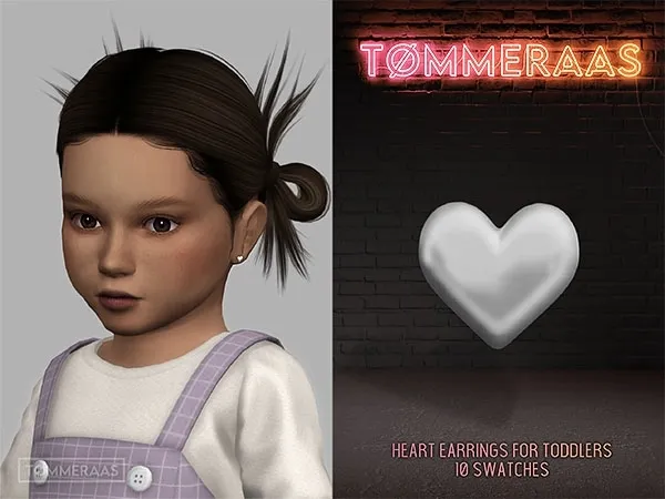 Alpha TØMMERAAS Heart Earrings for Toddlers (58) - The Sims 4 Custom Content