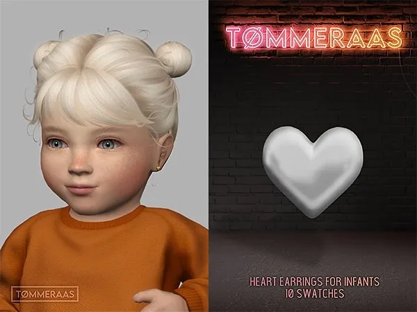 Alpha TØMMERAAS Heart Earrings for Infants (58) - The Sims 4 Custom Content