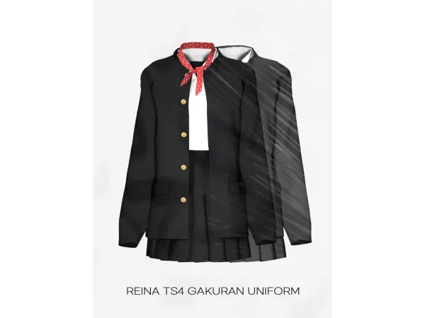 Alpha REINA GAKURAN UNIFORM(F) SCARF(ACC) by ReinaSims4 - The Sims 4 Custom Content
