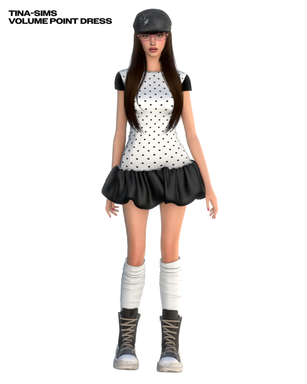 Alpha [TINA SIMS] Volume Point Dress by simsfinds - The Sims 4 Custom Content