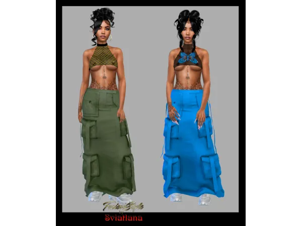 Alpha Maxi Skirt with patch pockets - The Sims 4 Custom Content