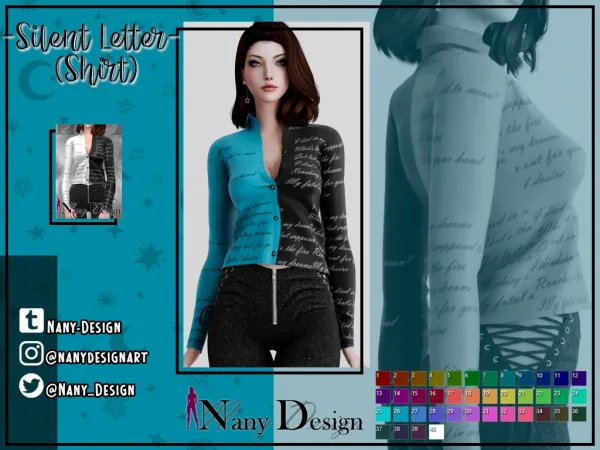 Alpha Silent Letters Shirt by nanydesign - The Sims 4 Custom Content