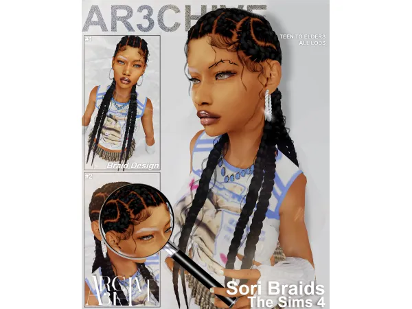 Alpha Sori Braids by ar3chive - The Sims 4 Custom Content