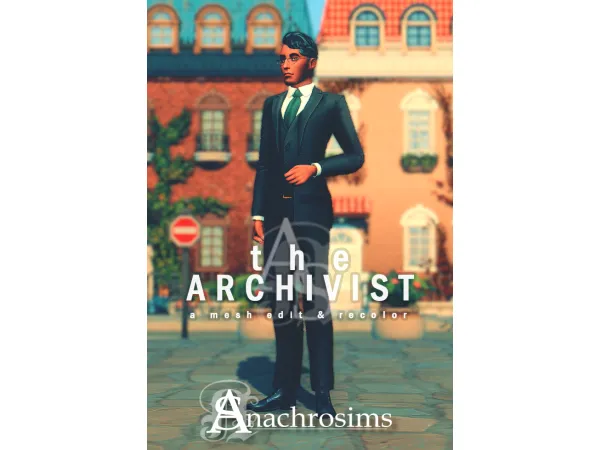 Maxis Match [TS4CC] THE ARCHIVIST Masc Suit Mesh Edit Retexture by anachrosims - The Sims 4 Custom Content