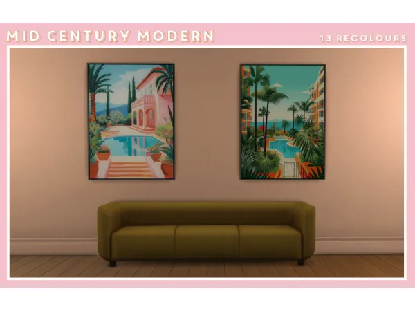 mid century modern painting set I