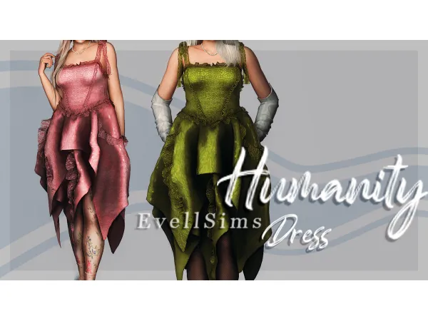 Alpha Humanity Dress by evellsims - The Sims 4 Custom Content